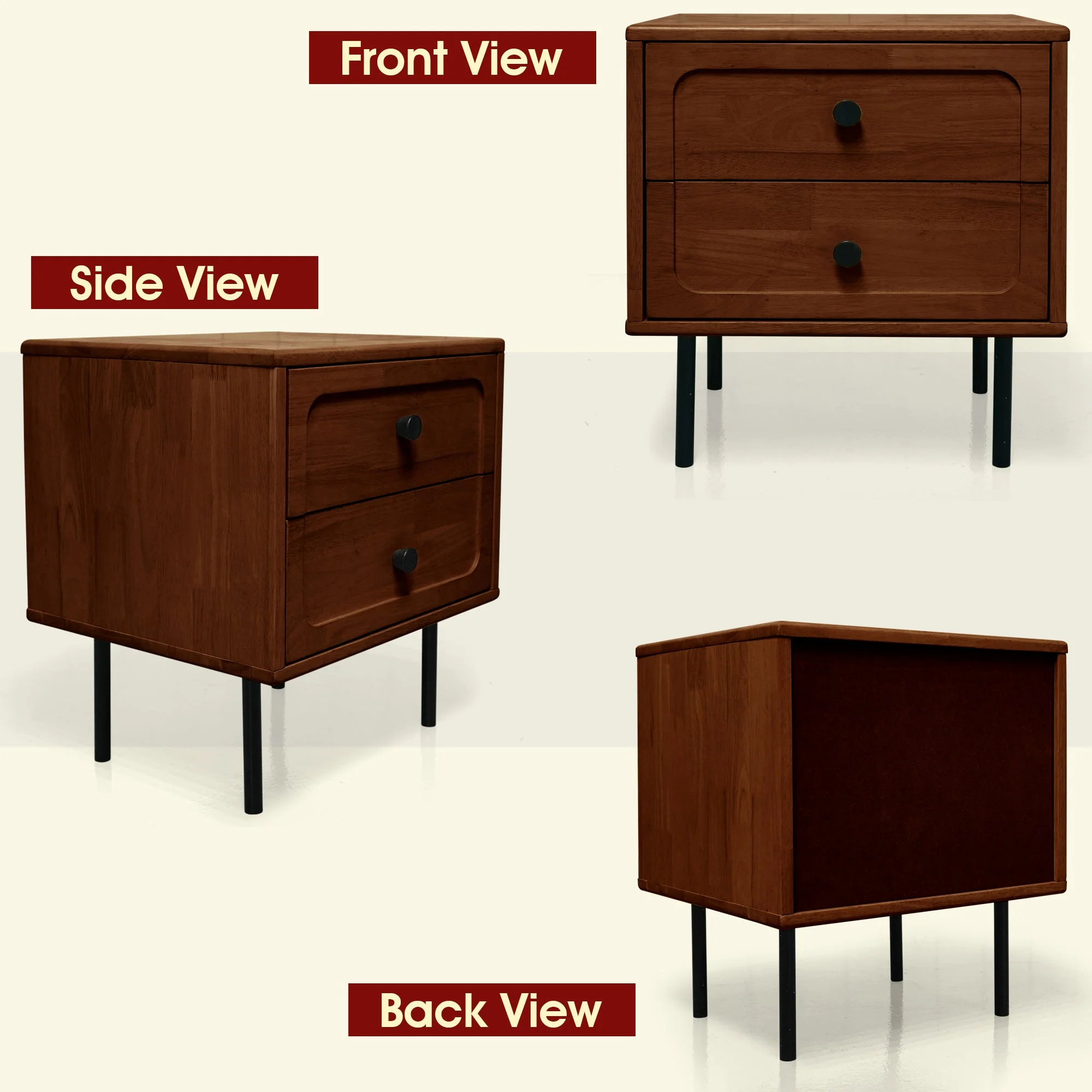 Acacia Savana Mid-Century 2 - Drawer Solid Wood Nightstand - Image 17
