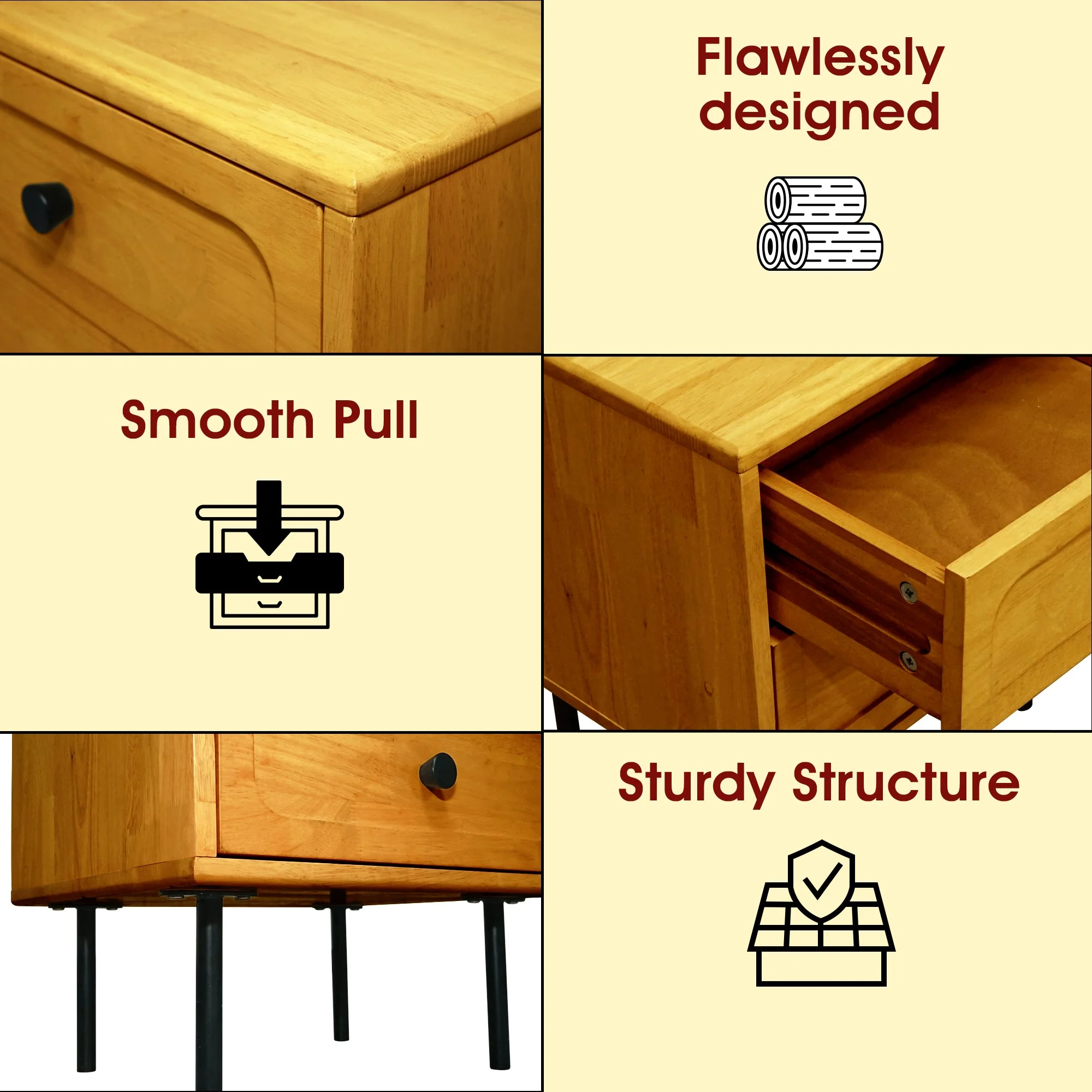 Acacia Savana Mid-Century 2 - Drawer Solid Wood Nightstand - Image 23