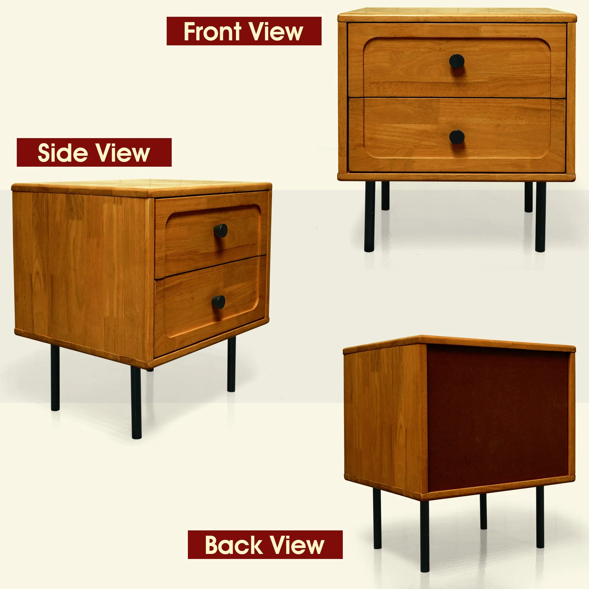 Acacia Savana Mid-Century 2 - Drawer Solid Wood Nightstand - Image 26