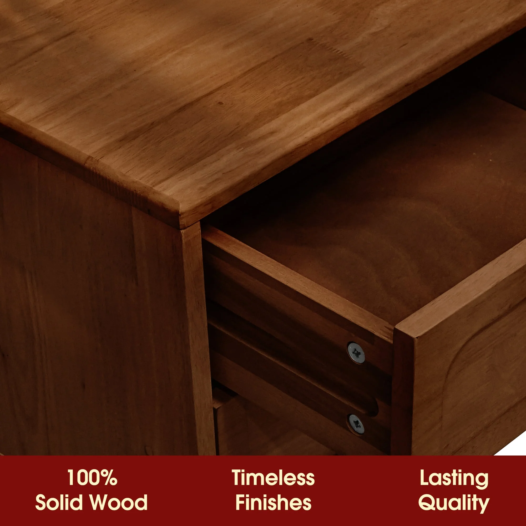 Acacia Savana Mid-Century 2 - Drawer Solid Wood Nightstand - Image 4