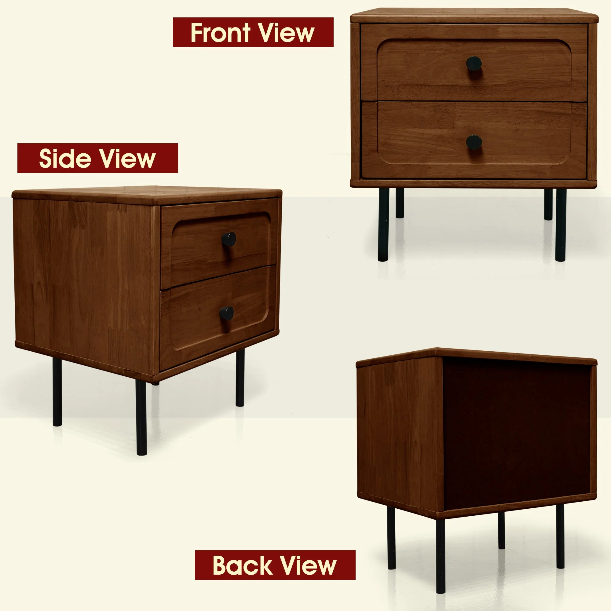 Acacia Savana Mid-Century 2 - Drawer Solid Wood Nightstand - Image 8