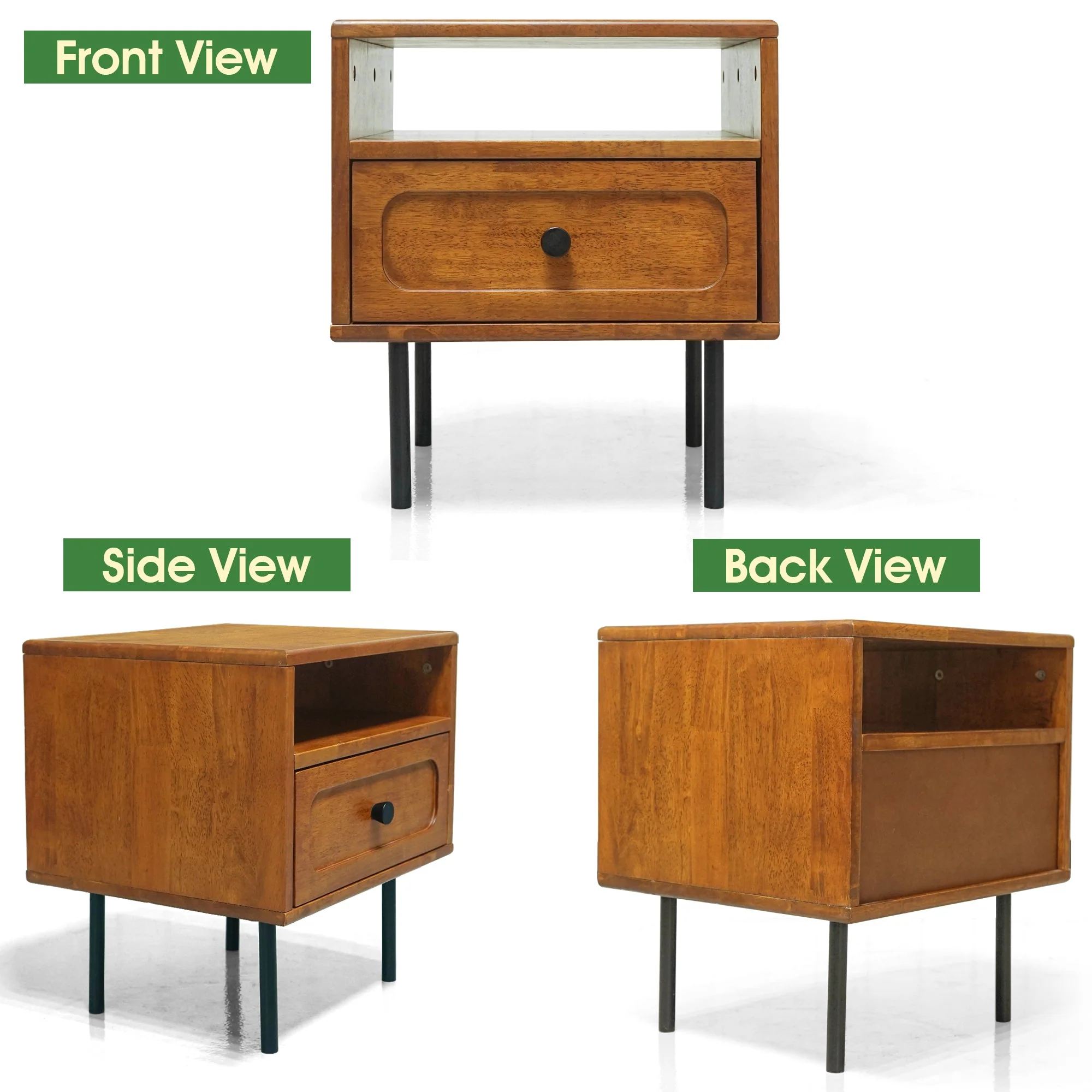 Acacia Savana Mid-Century Modern Single Drawer Solid Wood Nightstand - Image 26