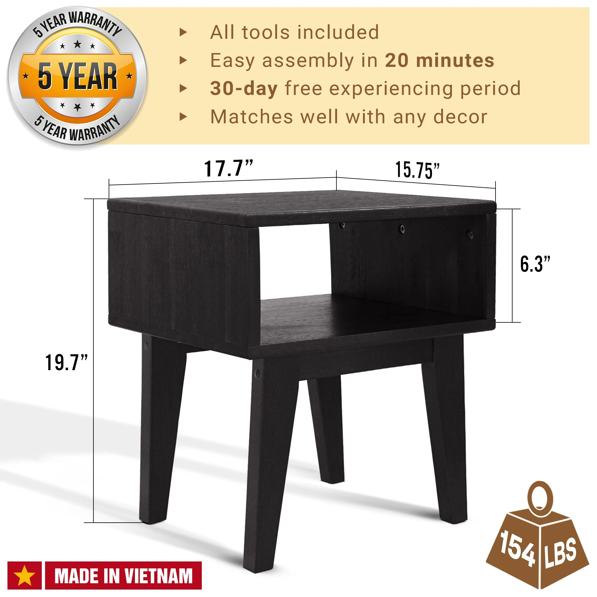Acacia Serena Solid Wood Nightstand - Elegant and Durable Bedside Storage - Image 18