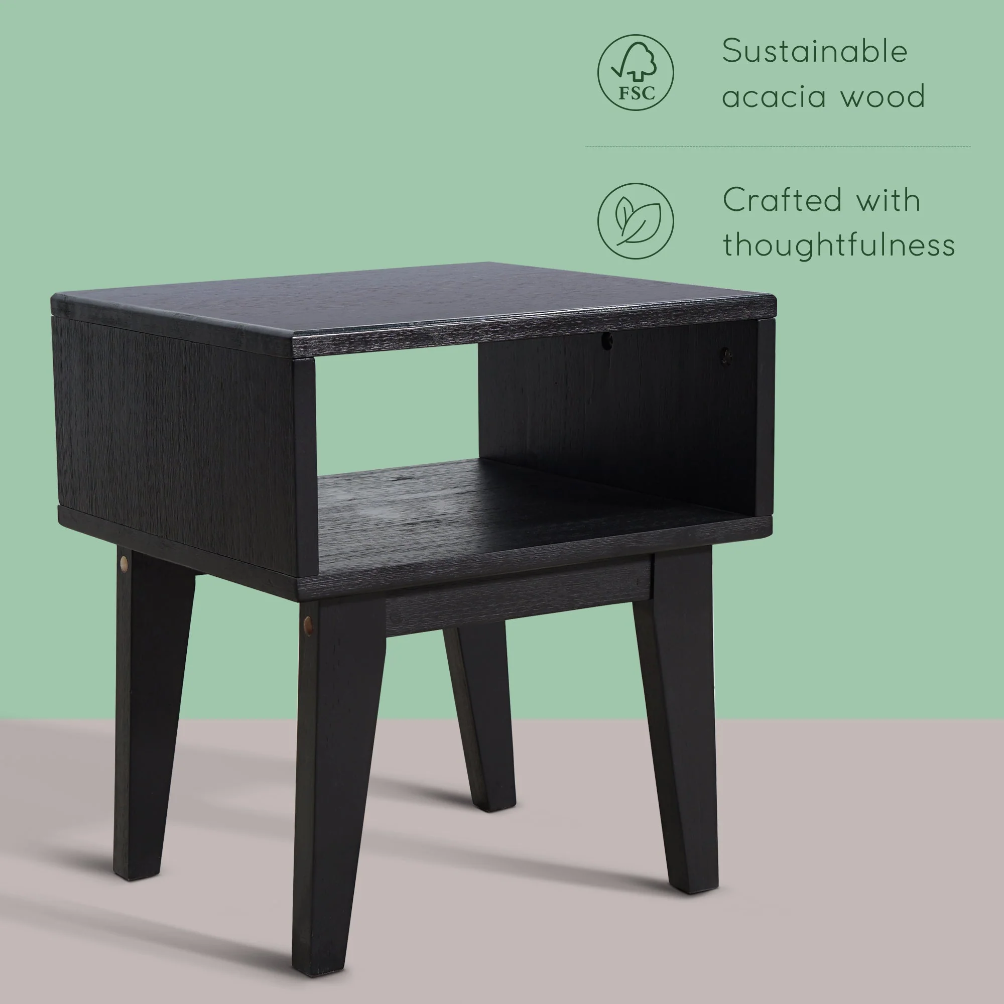 Acacia Serena Solid Wood Nightstand - Elegant and Durable Bedside Storage - Image 19