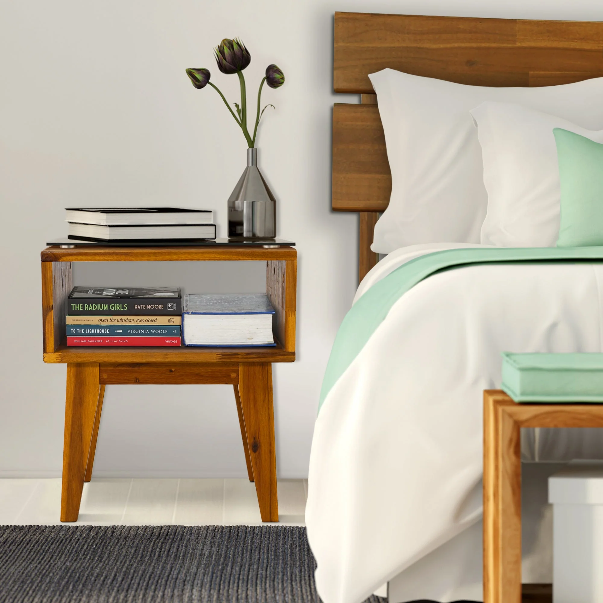 Acacia Serena Solid Wood Nightstand - Elegant and Durable Bedside Storage - Image 24
