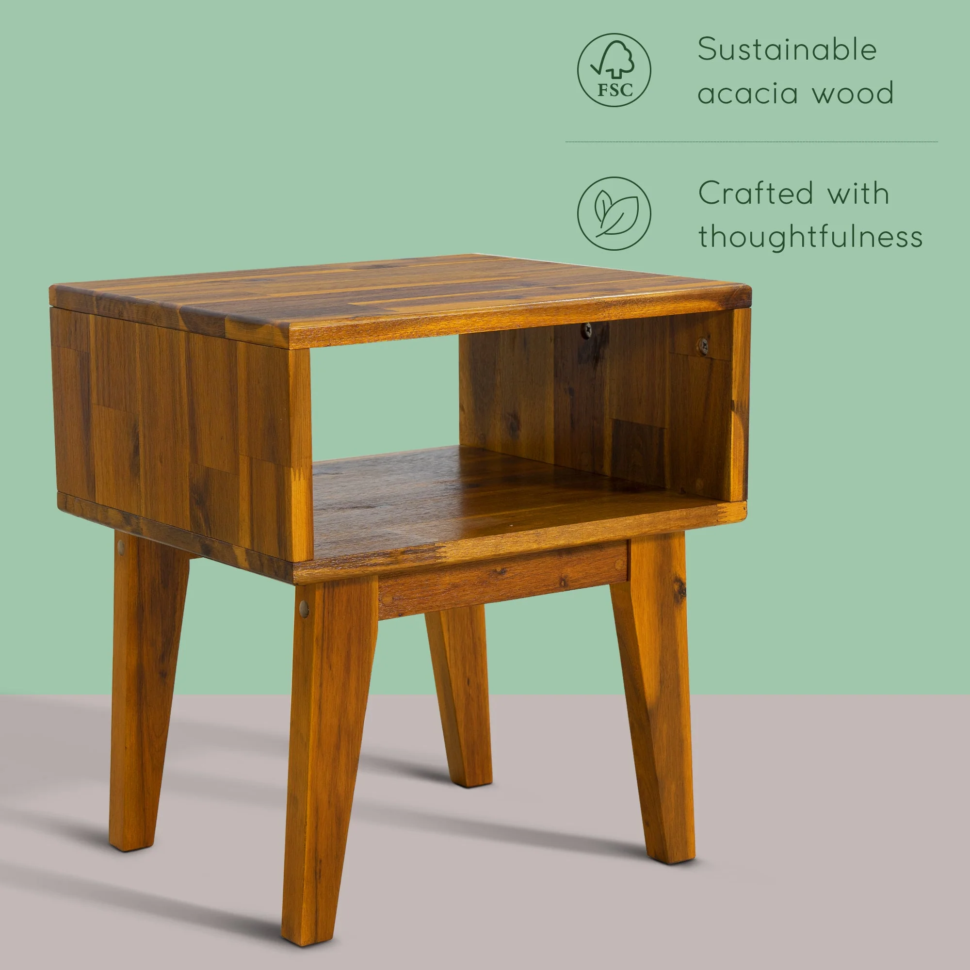 Acacia Serena Solid Wood Nightstand - Elegant and Durable Bedside Storage - Image 26