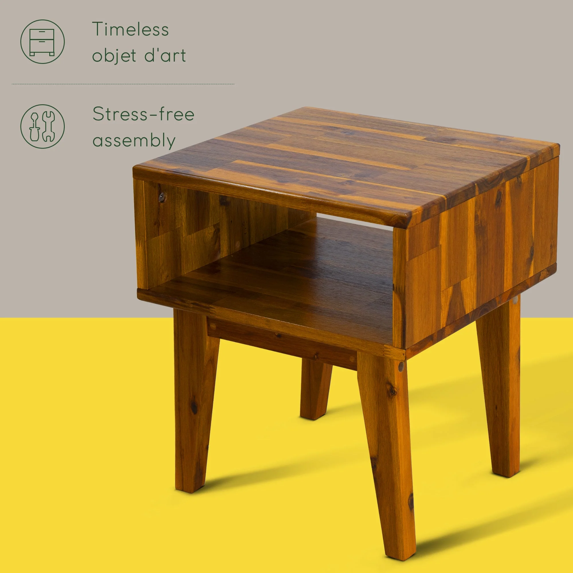 Acacia Serena Solid Wood Nightstand - Elegant and Durable Bedside Storage - Image 27
