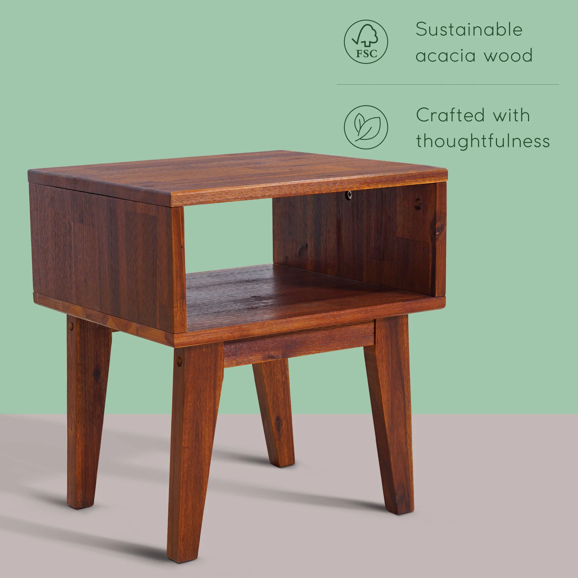 Acacia Serena Solid Wood Nightstand - Elegant and Durable Bedside Storage - Image 40