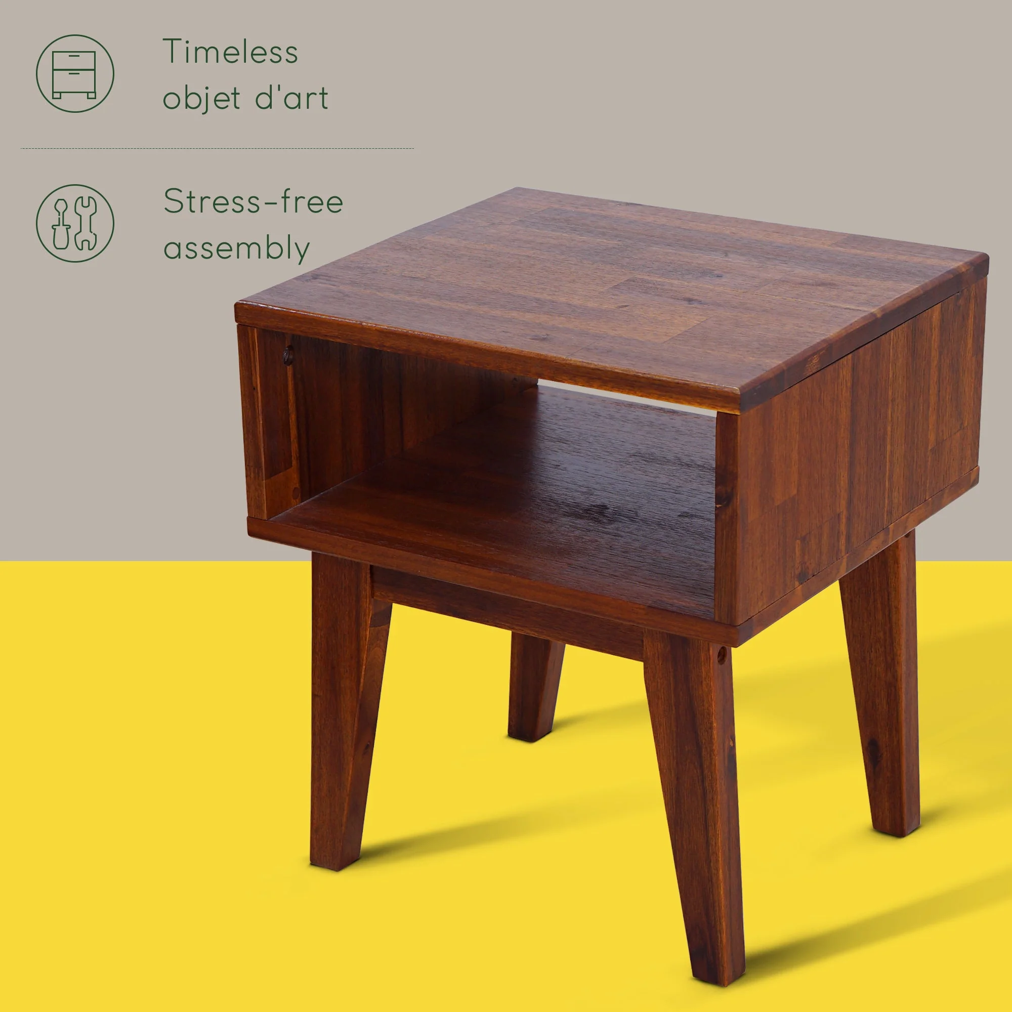 Acacia Serena Solid Wood Nightstand - Elegant and Durable Bedside Storage - Image 41