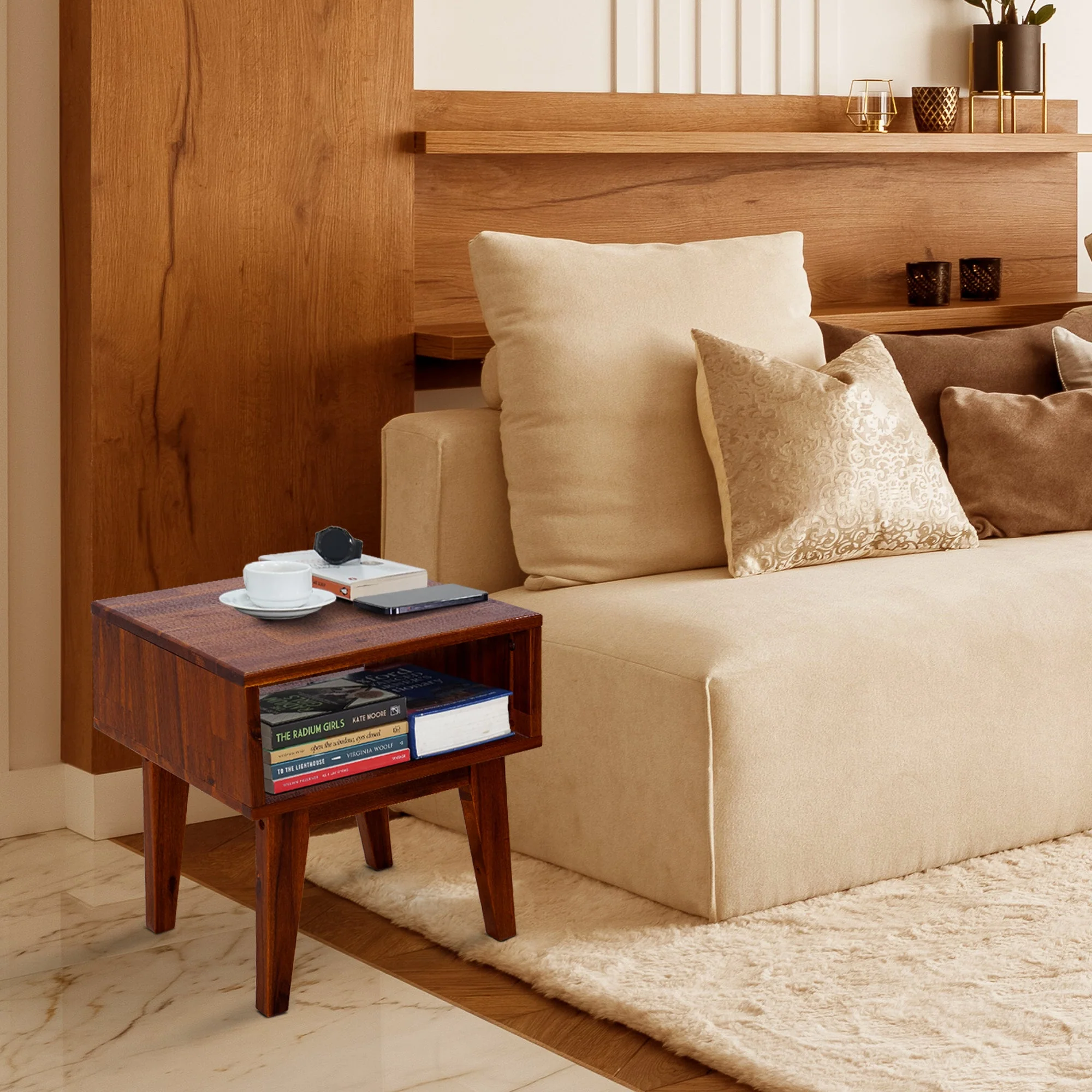 Acacia Serena Solid Wood Nightstand - Elegant and Durable Bedside Storage - Image 43