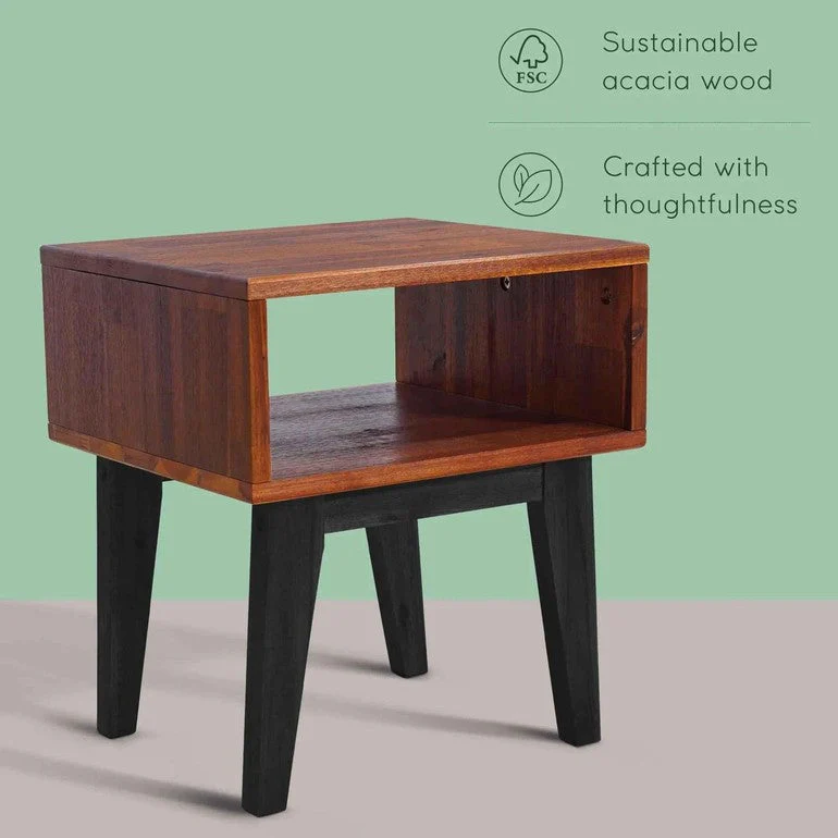 Acacia Serena Solid Wood Nightstand - Elegant and Durable Bedside Storage - Image 5