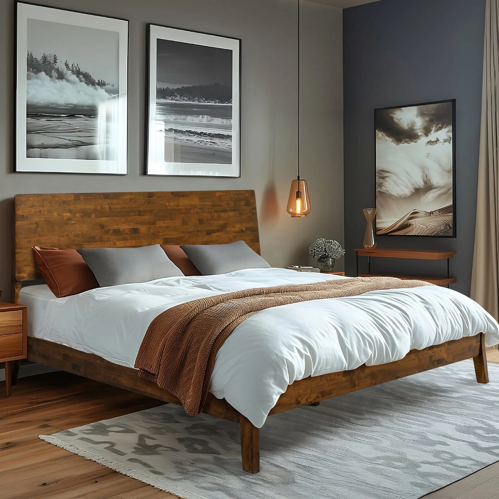 Acacia Serenity Deluxe Wood Platform Bed Frame - Elegant and Durable Design - Image 11