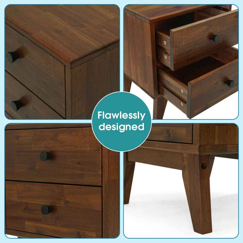 Acacia Silvia 2-Drawer Solid Wood Nightstand for Modern Bedrooms - Image 14