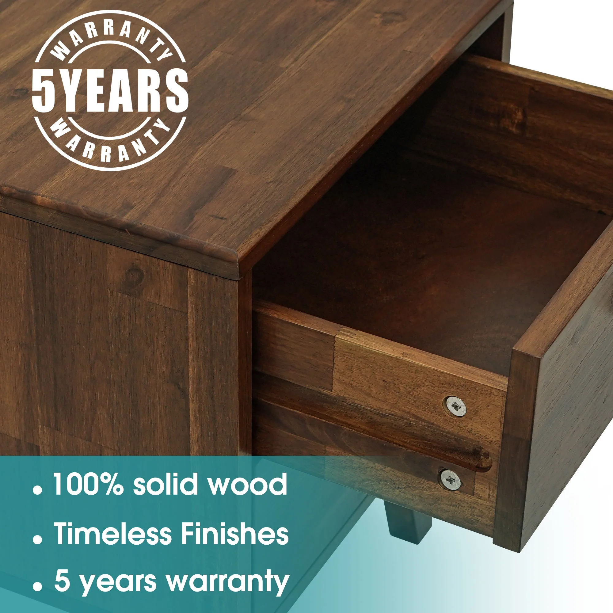 Acacia Silvia 2-Drawer Solid Wood Nightstand for Modern Bedrooms - Image 21