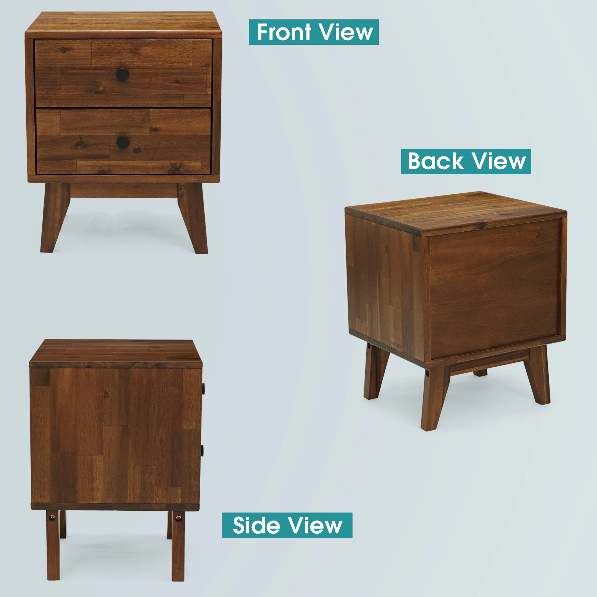 Acacia Silvia 2-Drawer Solid Wood Nightstand for Modern Bedrooms - Image 24