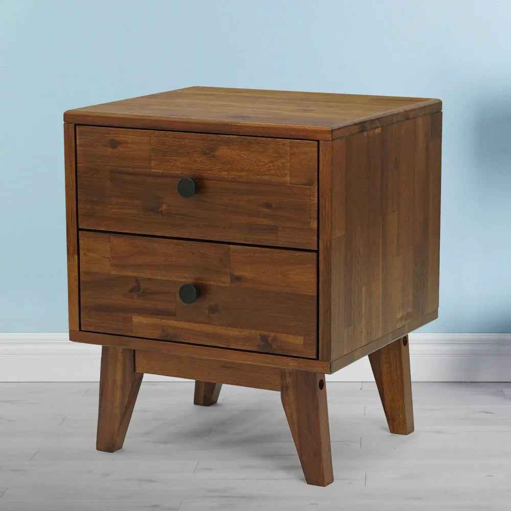 Acacia Silvia 2-Drawer Solid Wood Nightstand for Modern Bedrooms - Image 9
