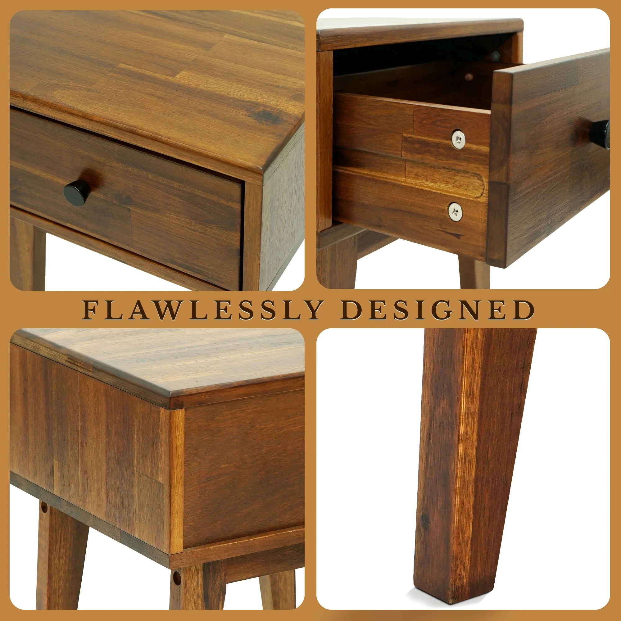 Acacia Sofia 1-Drawer Solid Wood Nightstand for Stylish Storage - Image 14