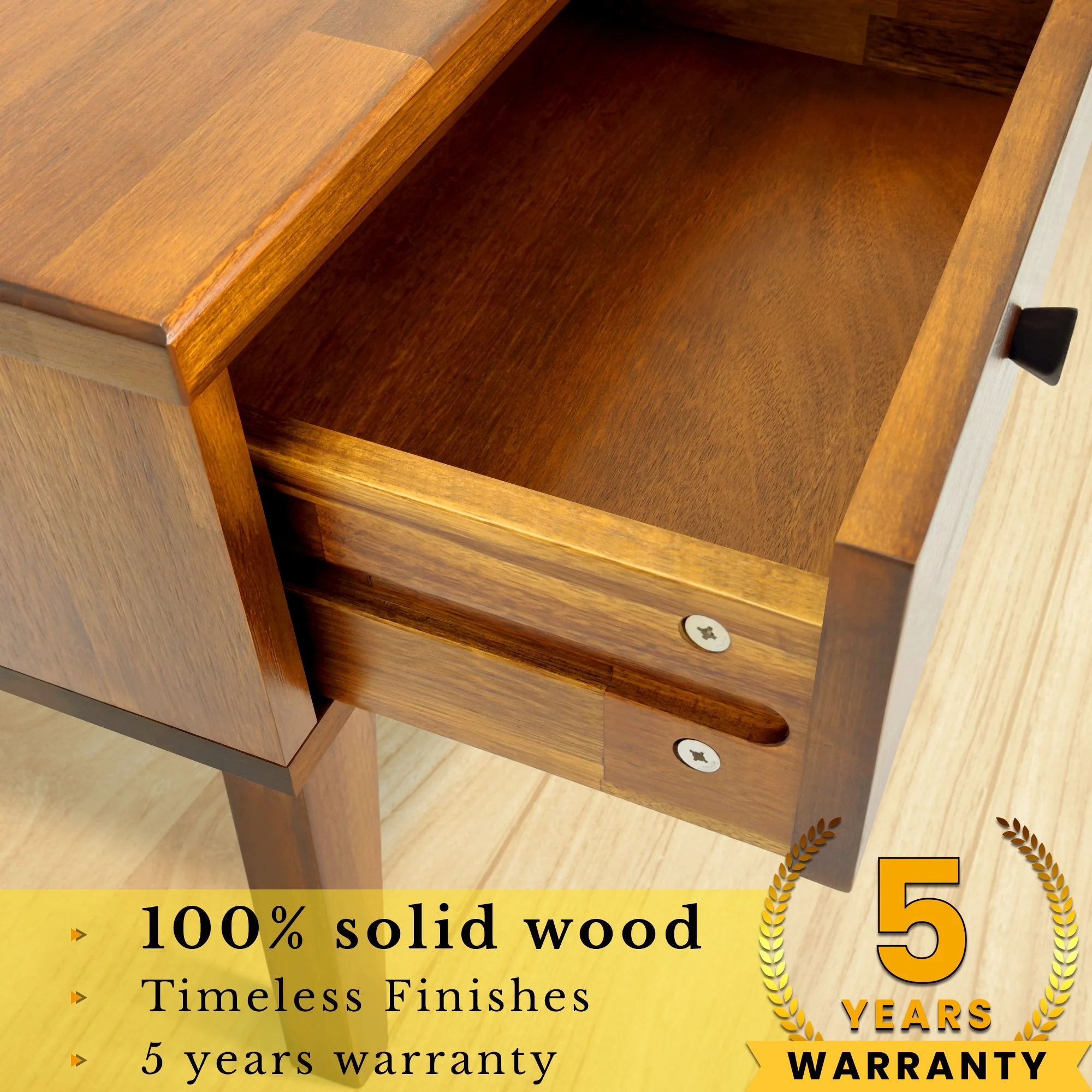 Acacia Sofia 1-Drawer Solid Wood Nightstand for Stylish Storage - Image 4