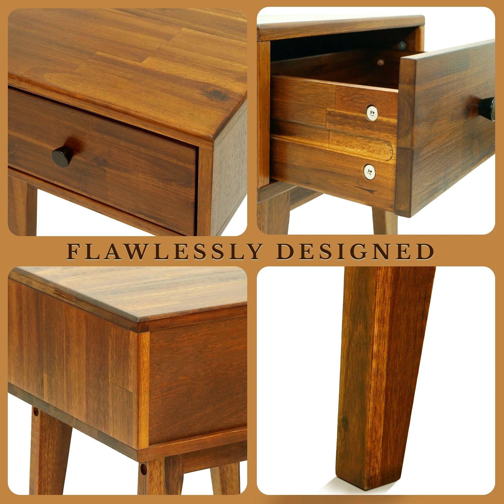 Acacia Sofia 1-Drawer Solid Wood Nightstand for Stylish Storage - Image 6