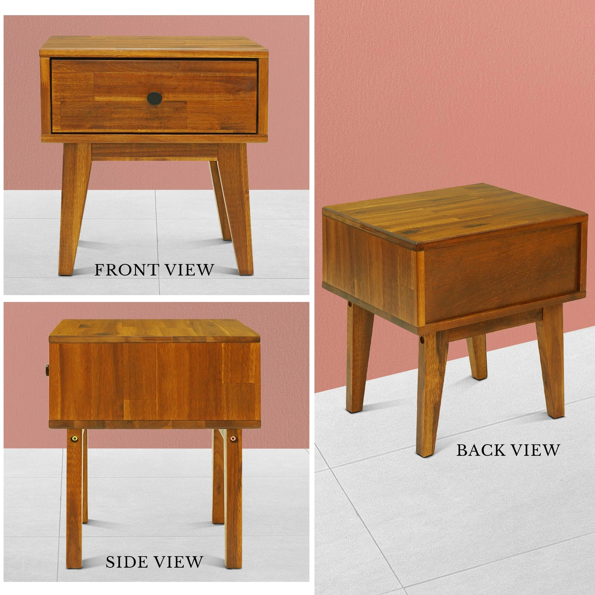Acacia Sofia 1-Drawer Solid Wood Nightstand for Stylish Storage - Image 7