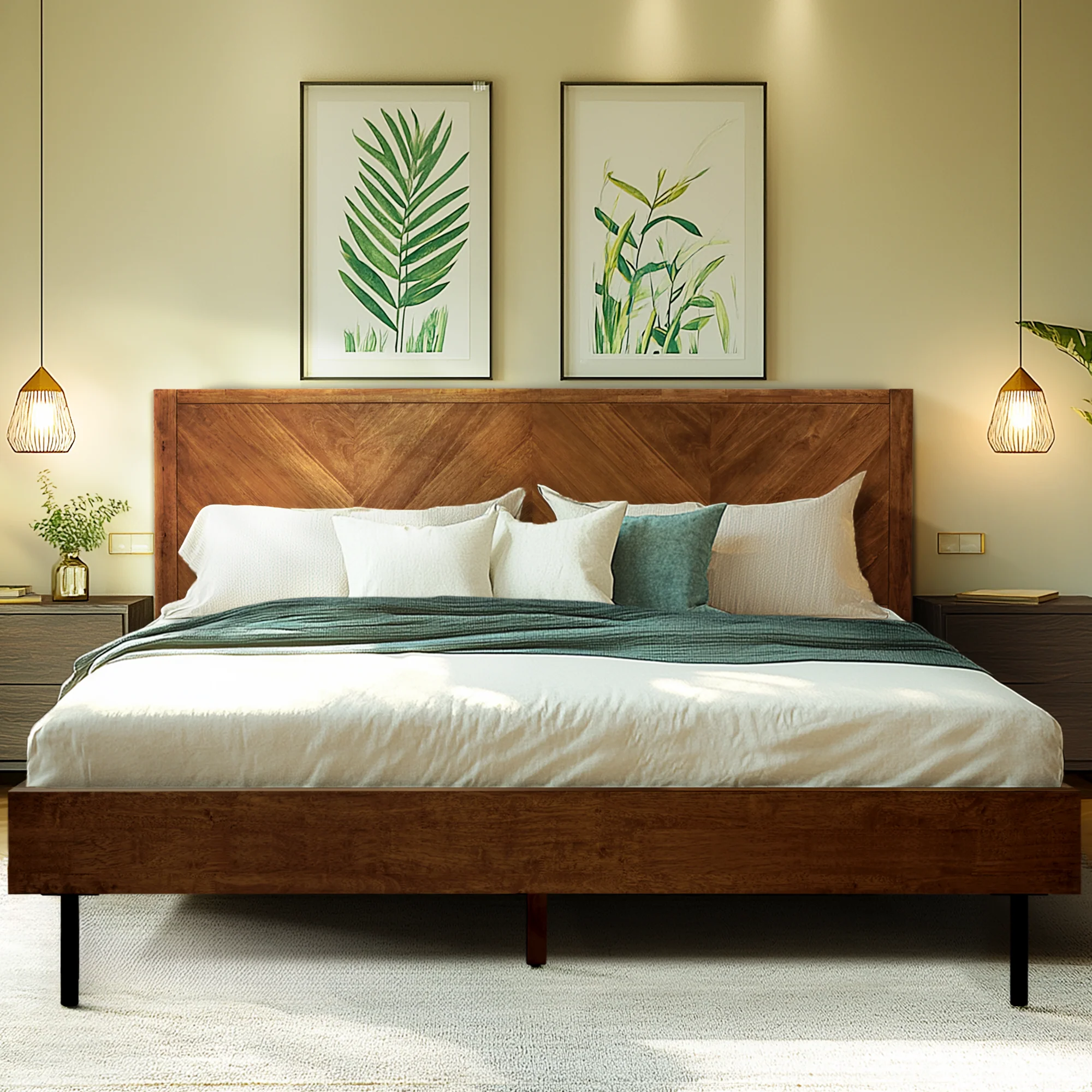 Acacia Solid Wood Bed Frame - Alander Deluxe Platform Bed - Image 11