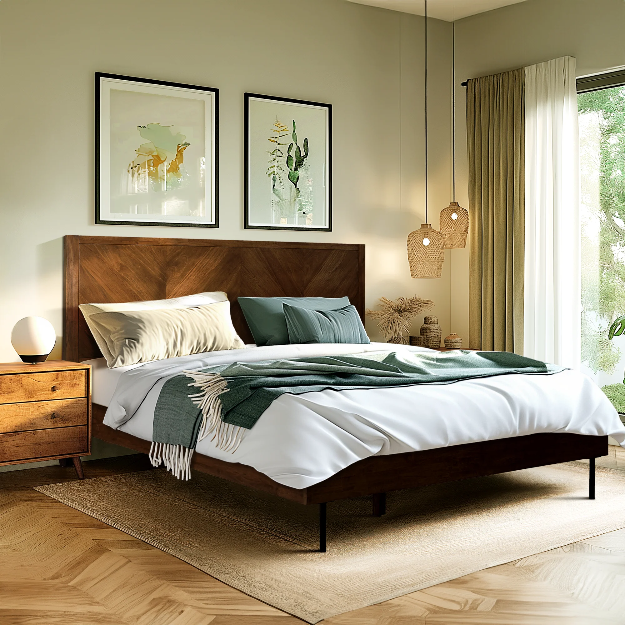 Acacia Solid Wood Bed Frame - Alander Deluxe Platform Bed - Image 12