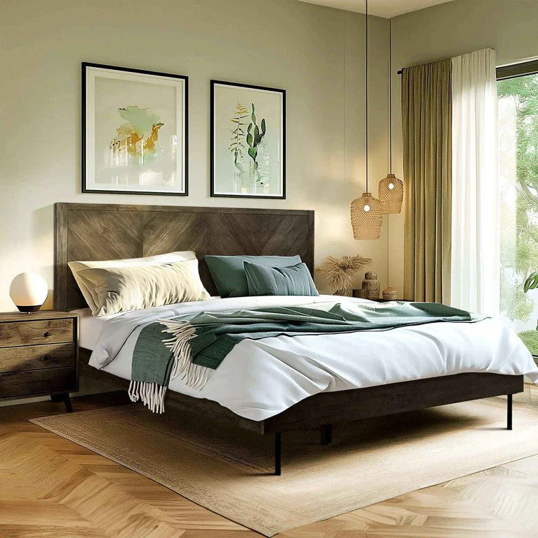 Acacia Solid Wood Bed Frame - Alander Deluxe Platform Bed - Image 2