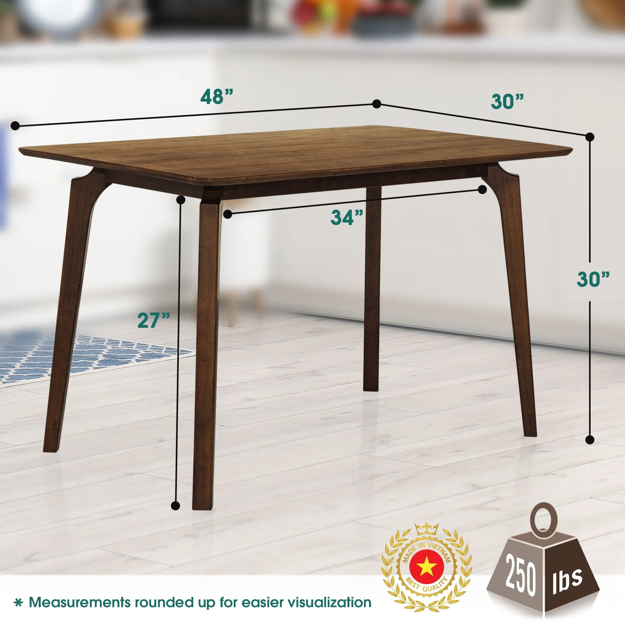 Acacia Verve 48" Solid Wood Dining Table - Ideal Kitchen Table for 4 - Image 11