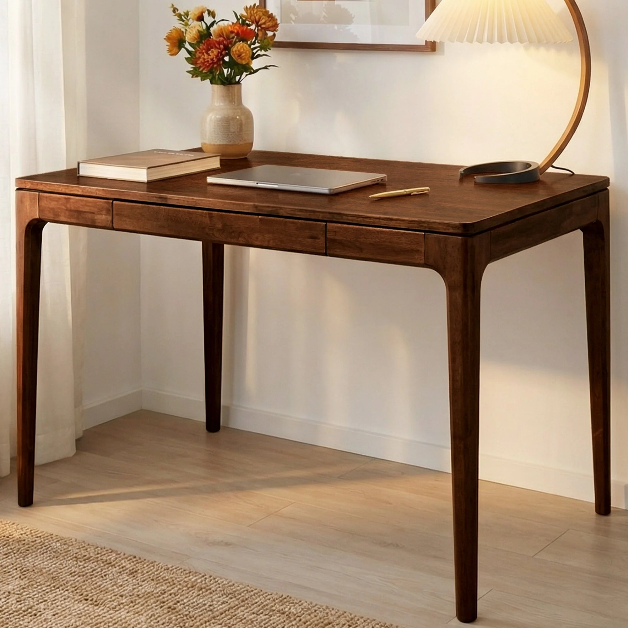 ACACIA Wilma 48” Rubber Wood Rectangular Writing Desk - Image 10