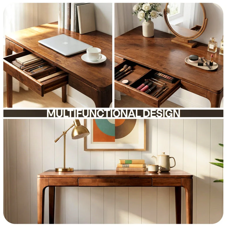 ACACIA Wilma 48” Rubber Wood Rectangular Writing Desk - Image 15