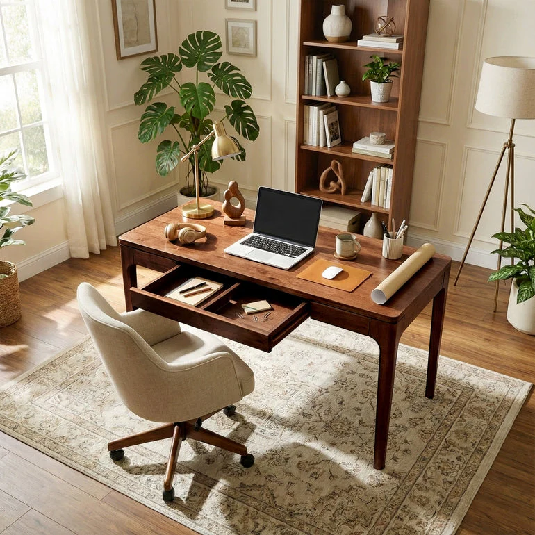 ACACIA Wilma 48” Rubber Wood Rectangular Writing Desk - Image 16