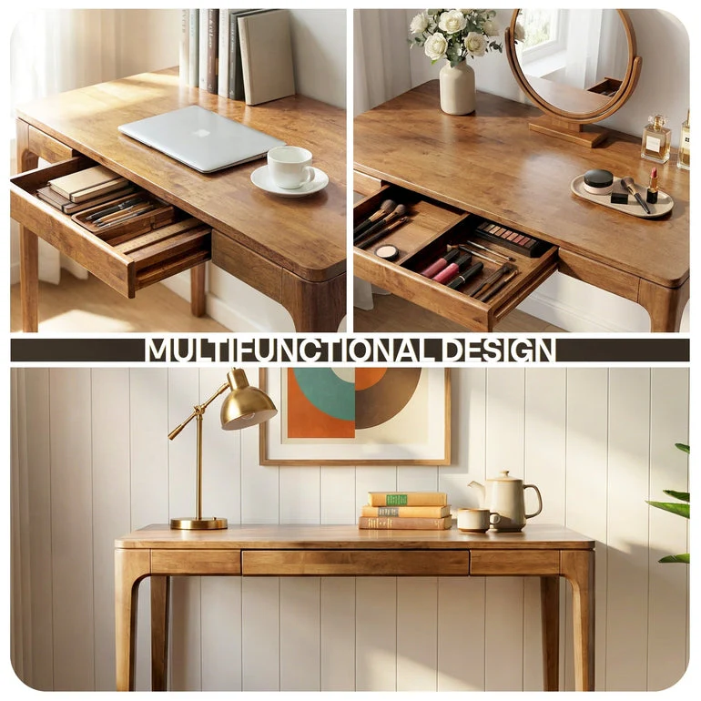 ACACIA Wilma 48” Rubber Wood Rectangular Writing Desk - Image 6