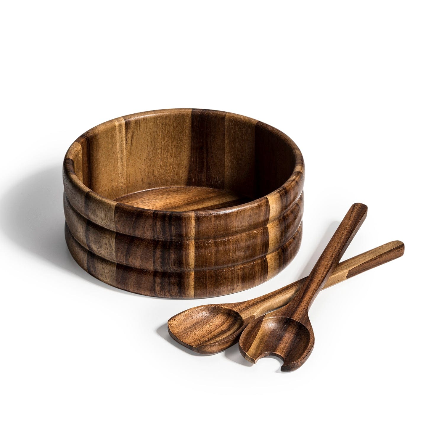 Acacia Wood Salad Bowl with Servers – Handcrafted Large Wooden Serving Bowl - Image 3