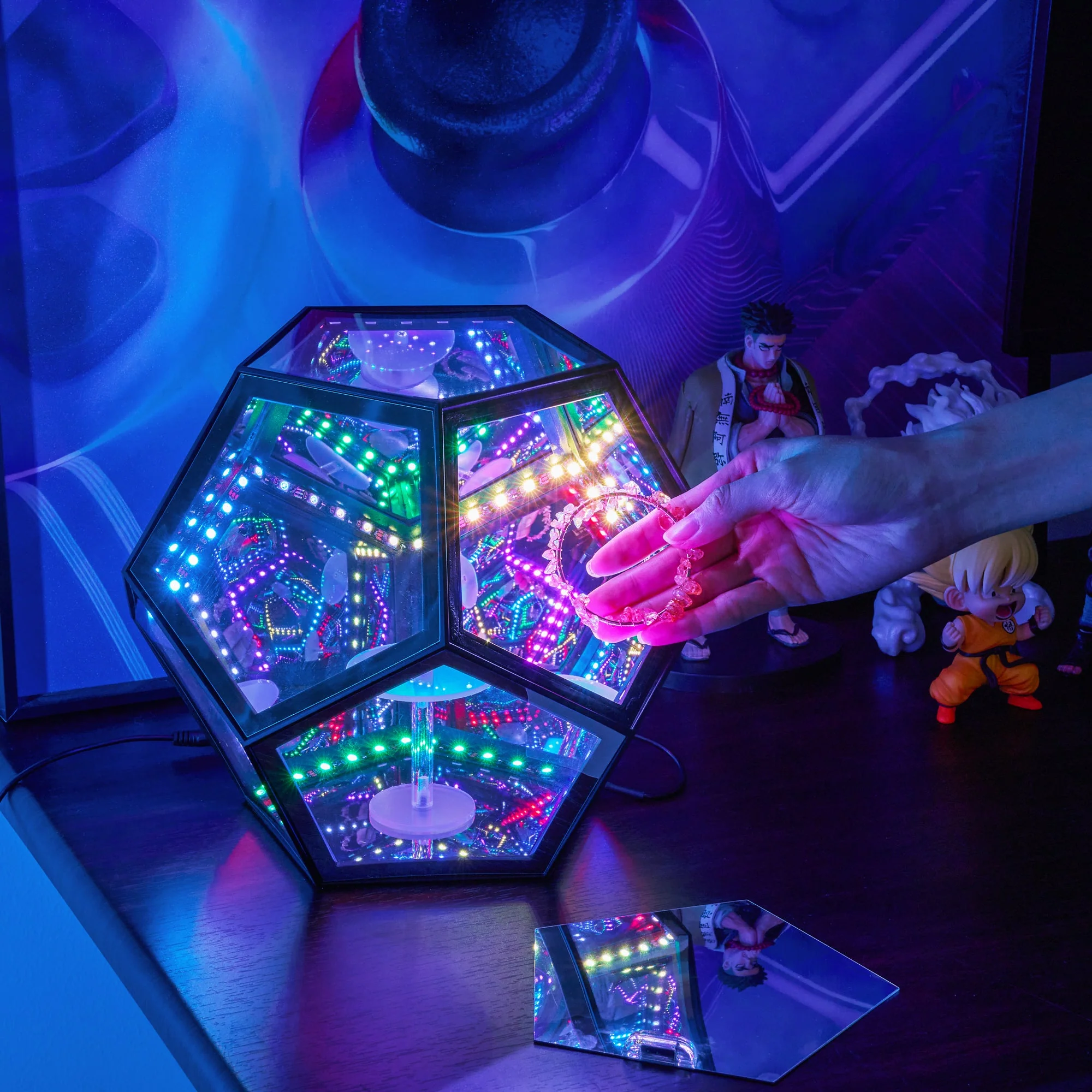 Acrylic Display Case with infinity RGB Light,  Dustproof Showcase Storage for Collectibles and Action Figures Mini Toys - Image 2