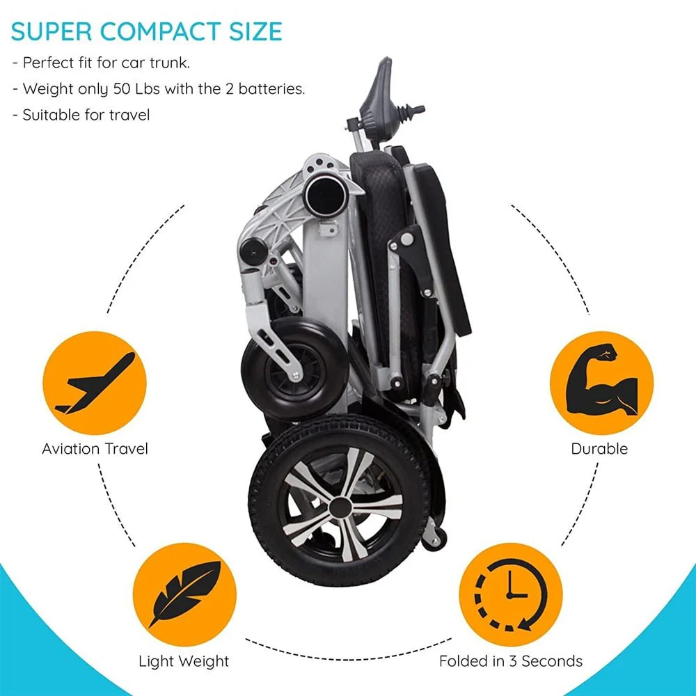 Acurest Premium Electric Aluminum Alloy Portable Folding Wheelchair, 500W (SAK37275) - Image 5