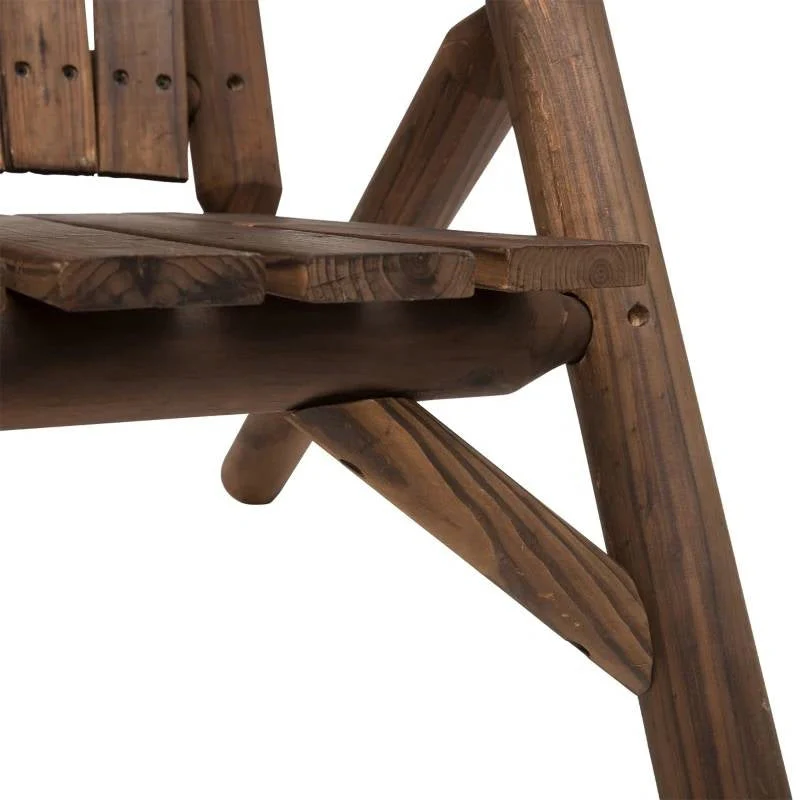 Adirondack Patio 2 Chair Lounger with Center Coffee Table Brown - Image 4