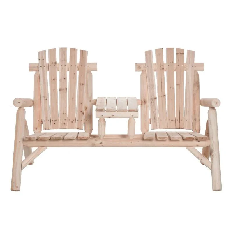 Adirondack Patio 2 Chair Lounger with Center Coffee Table Natural - Image 2