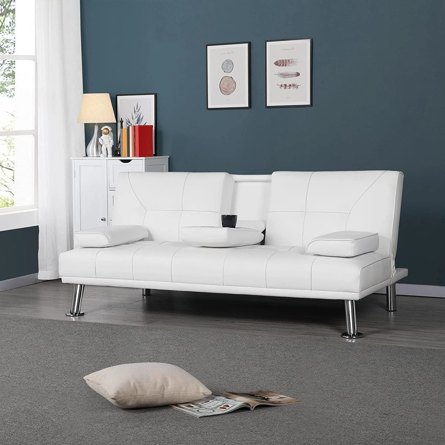 Adjustable Convertible Sofa Bed with Cup Holders - Image 2