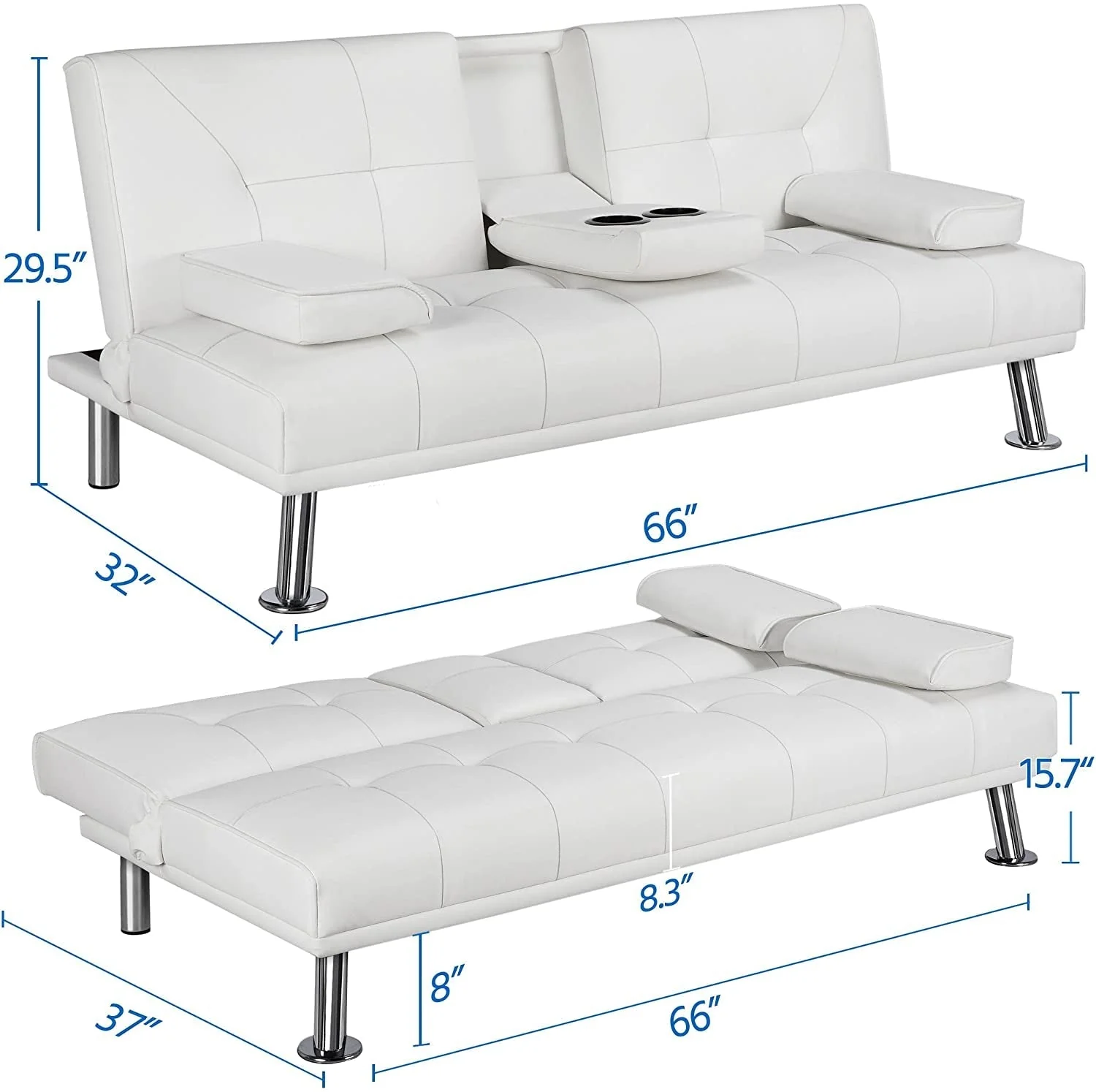 Adjustable Convertible Sofa Bed with Cup Holders - Image 3