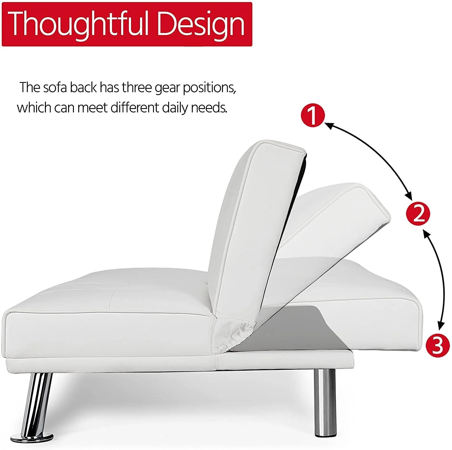 Adjustable Convertible Sofa Bed with Cup Holders - Image 4