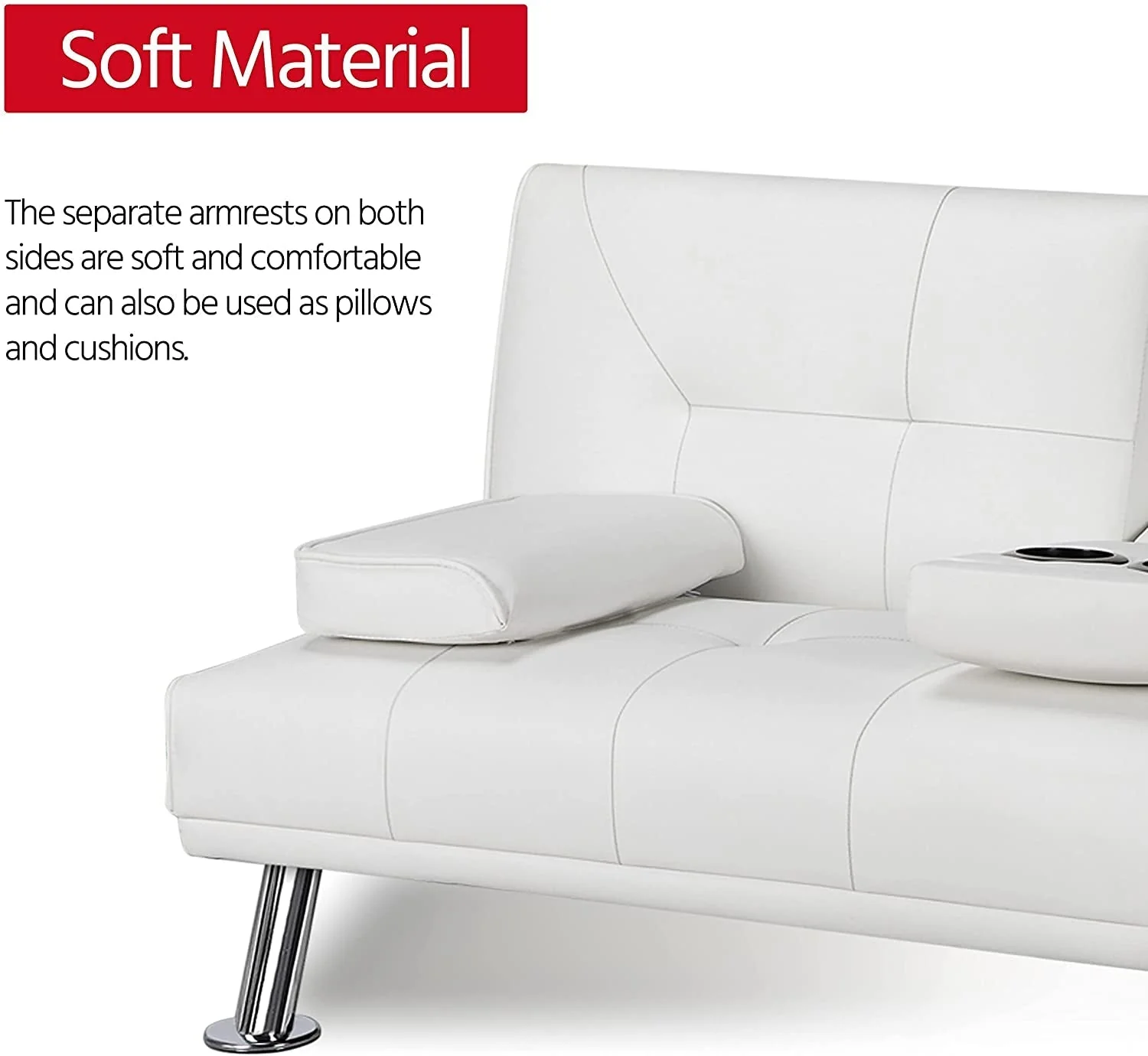 Adjustable Convertible Sofa Bed with Cup Holders - Image 5