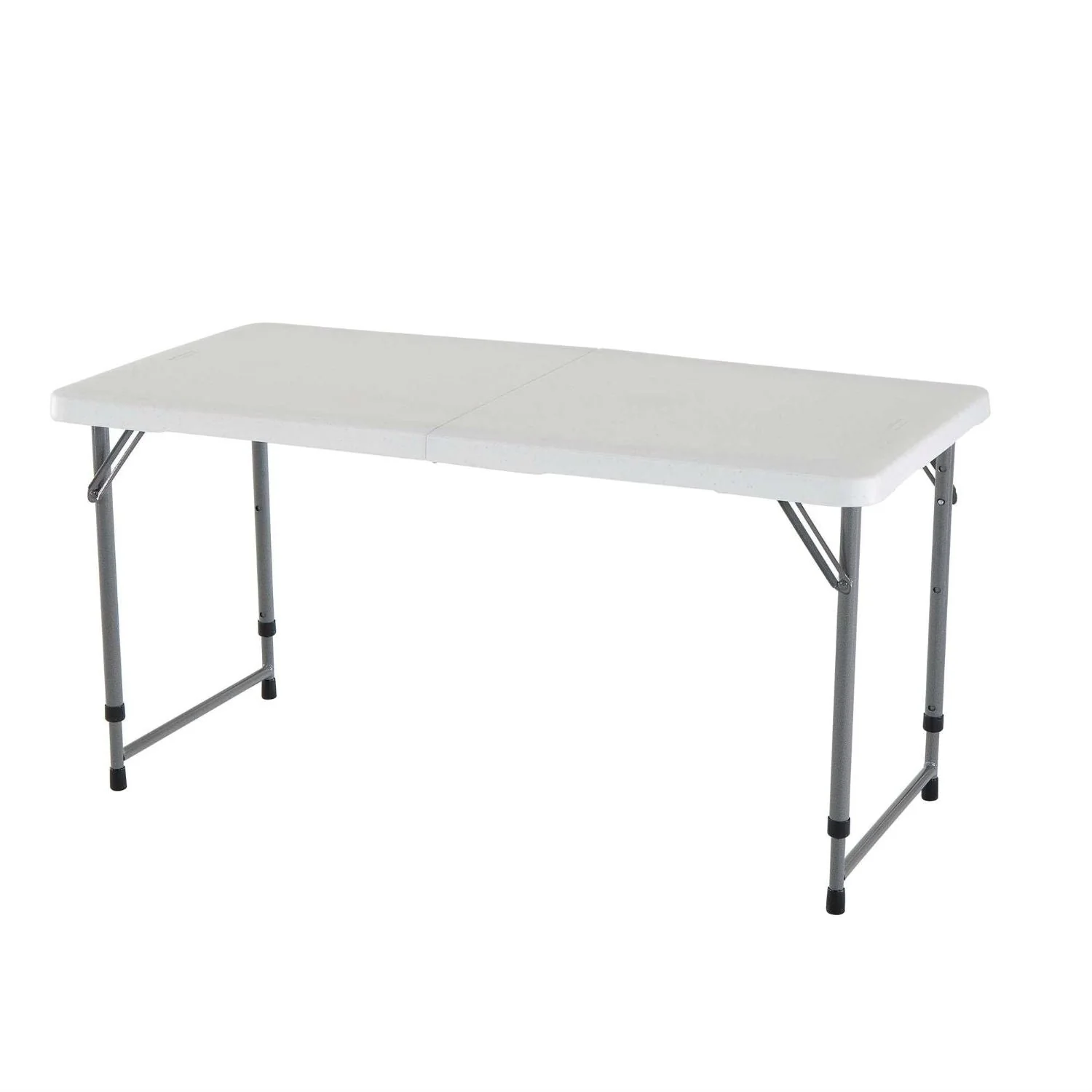 Adjustable Height White HDPE Folding Table with Powder Coated Steel Frame - Image 2