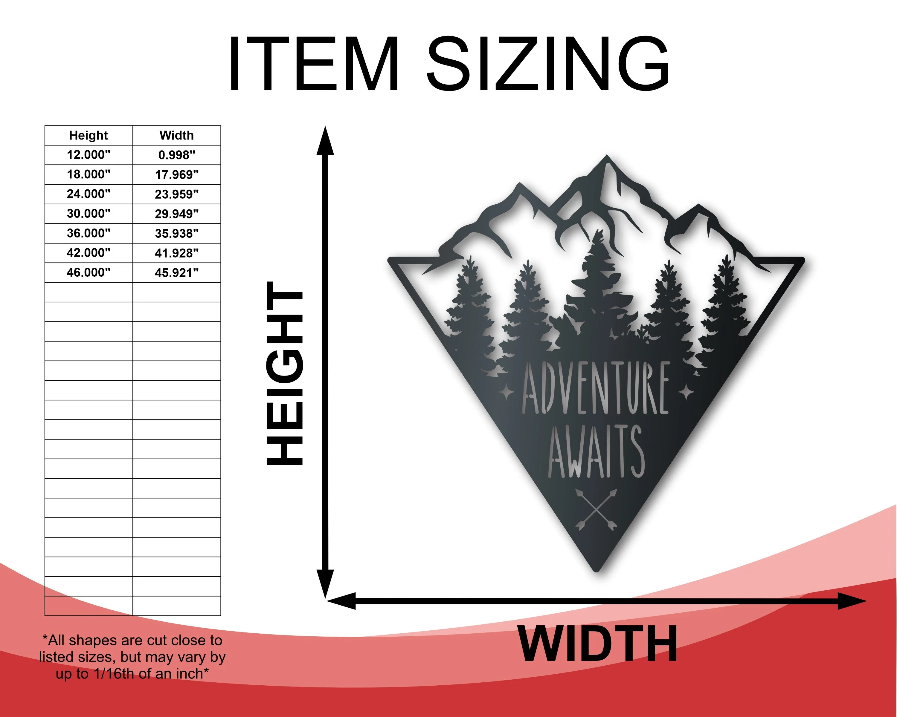 Adventure Mountains Metal Sign | Mountain Forest Wall Art | Indoor Outdoor | Up to 46" | Over 20 Color Options - Image 2