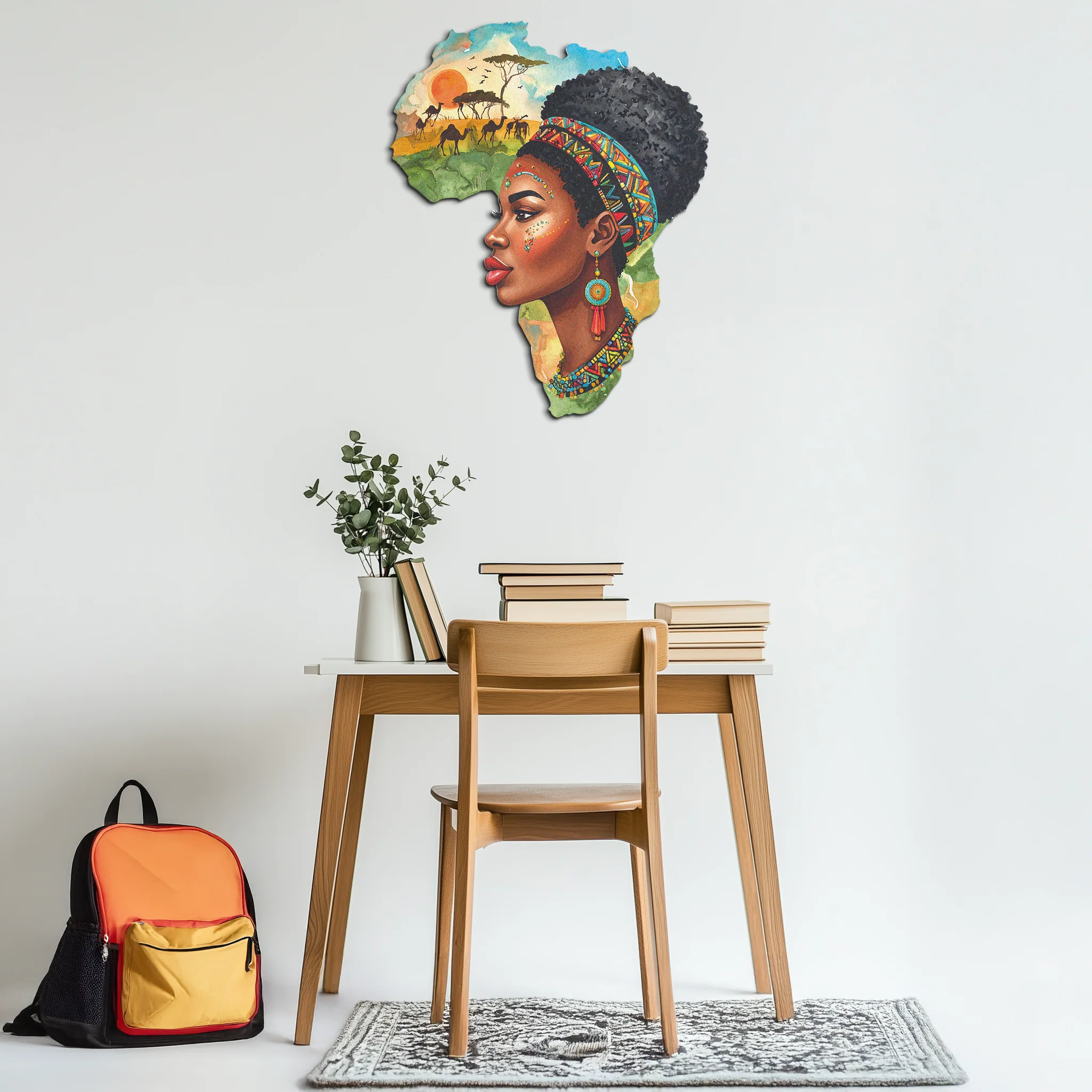 African Woman in Map Metal Wall Art – Cultural UV Printed Decor-KAFUVM012 - Image 6