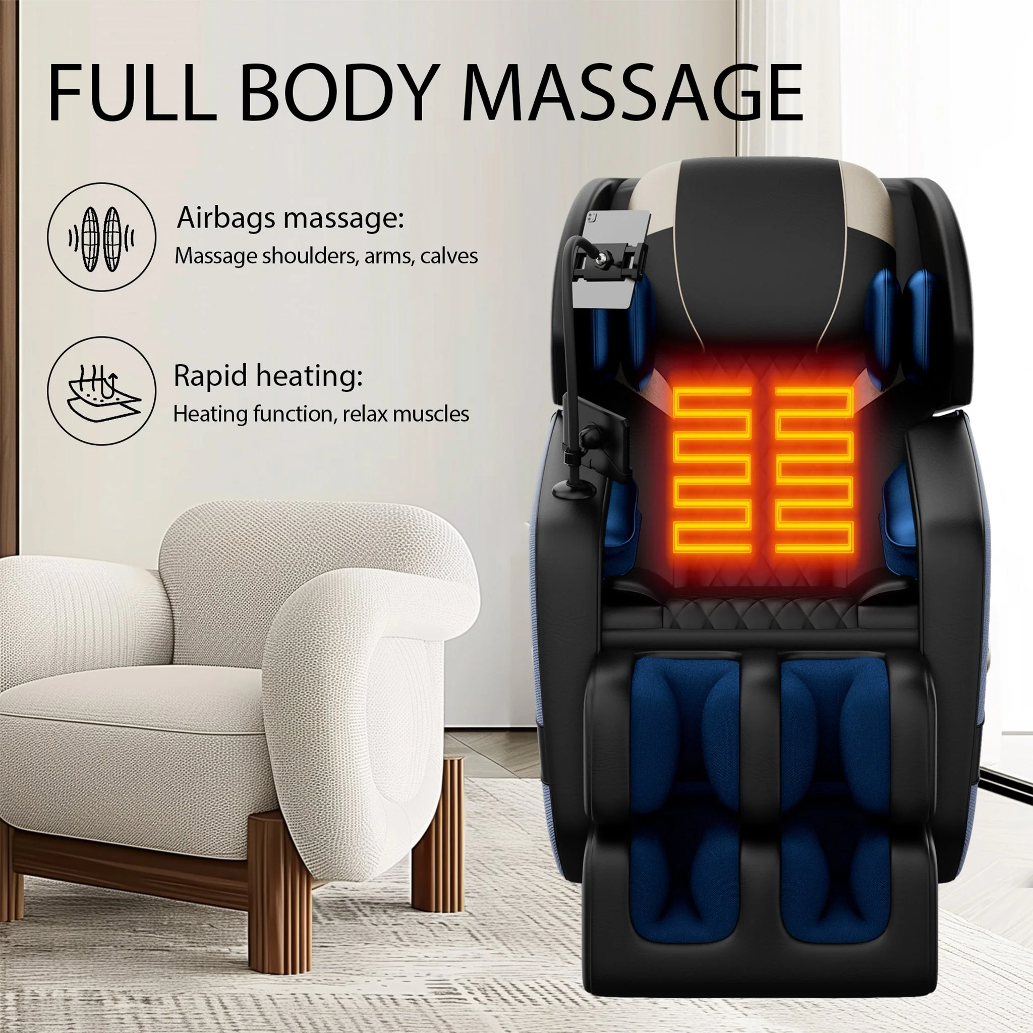 Airvana Imperium Full-Body Zero Gravity Massage Recliner Chair With Ambient Lighting (SAK34591) - Image 7
