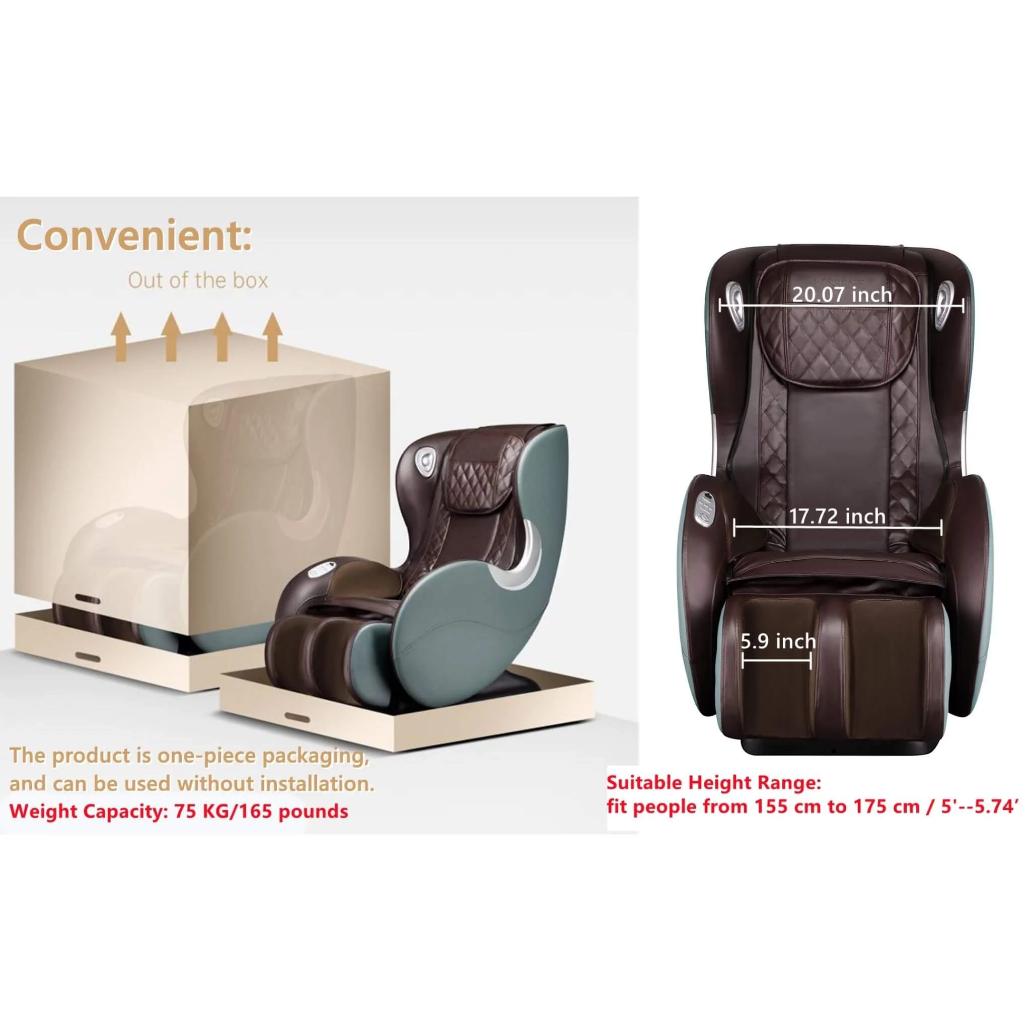 Airvana Luxe SL-Track Full Body Zero Gravity Massage Chair Recliner With Shiatsu & Bluetooth Speaker [GR8526] (SAK57394) - Image 15