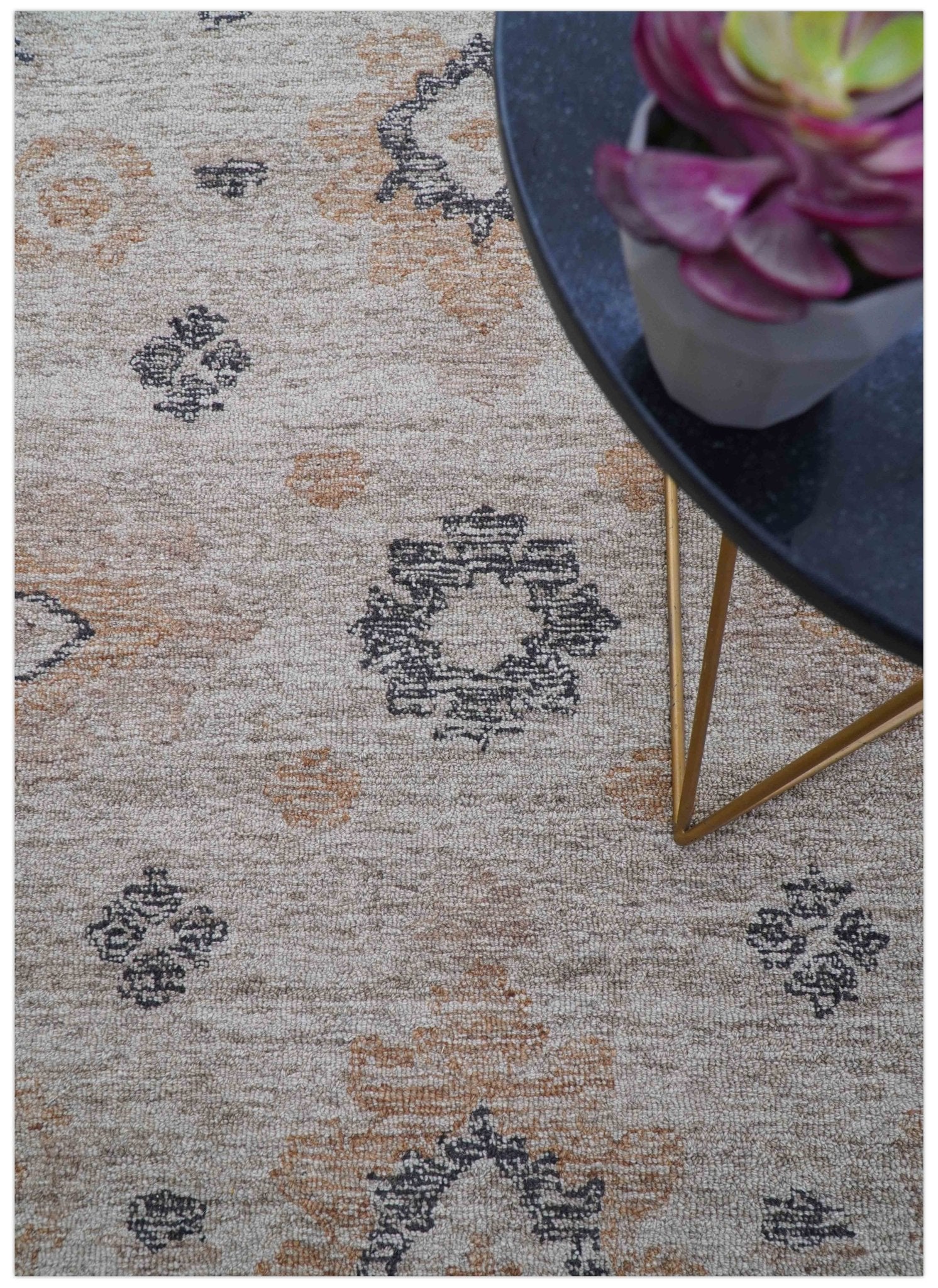 Alexa Custom Made Traditional Oushak Beige Hand Tufted wool rug - Image 3