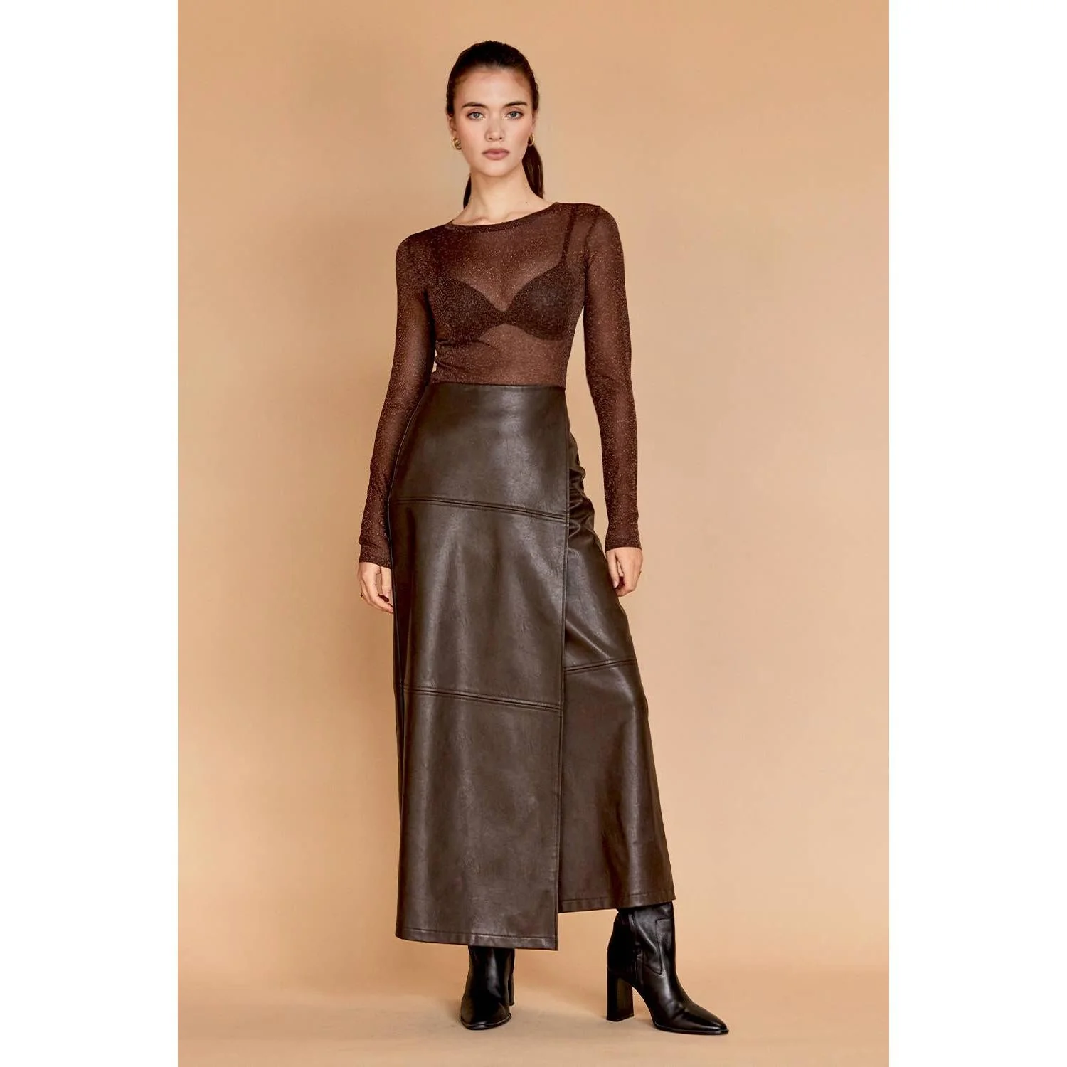 Alexandra Vegan Leather Wrap Skirt [Sizes XS-XL] - Image 2