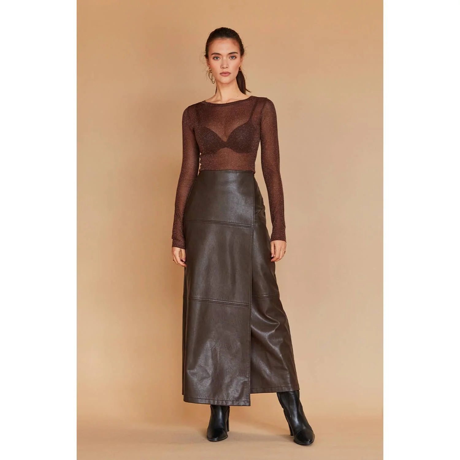 Alexandra Vegan Leather Wrap Skirt [Sizes XS-XL] - Image 3