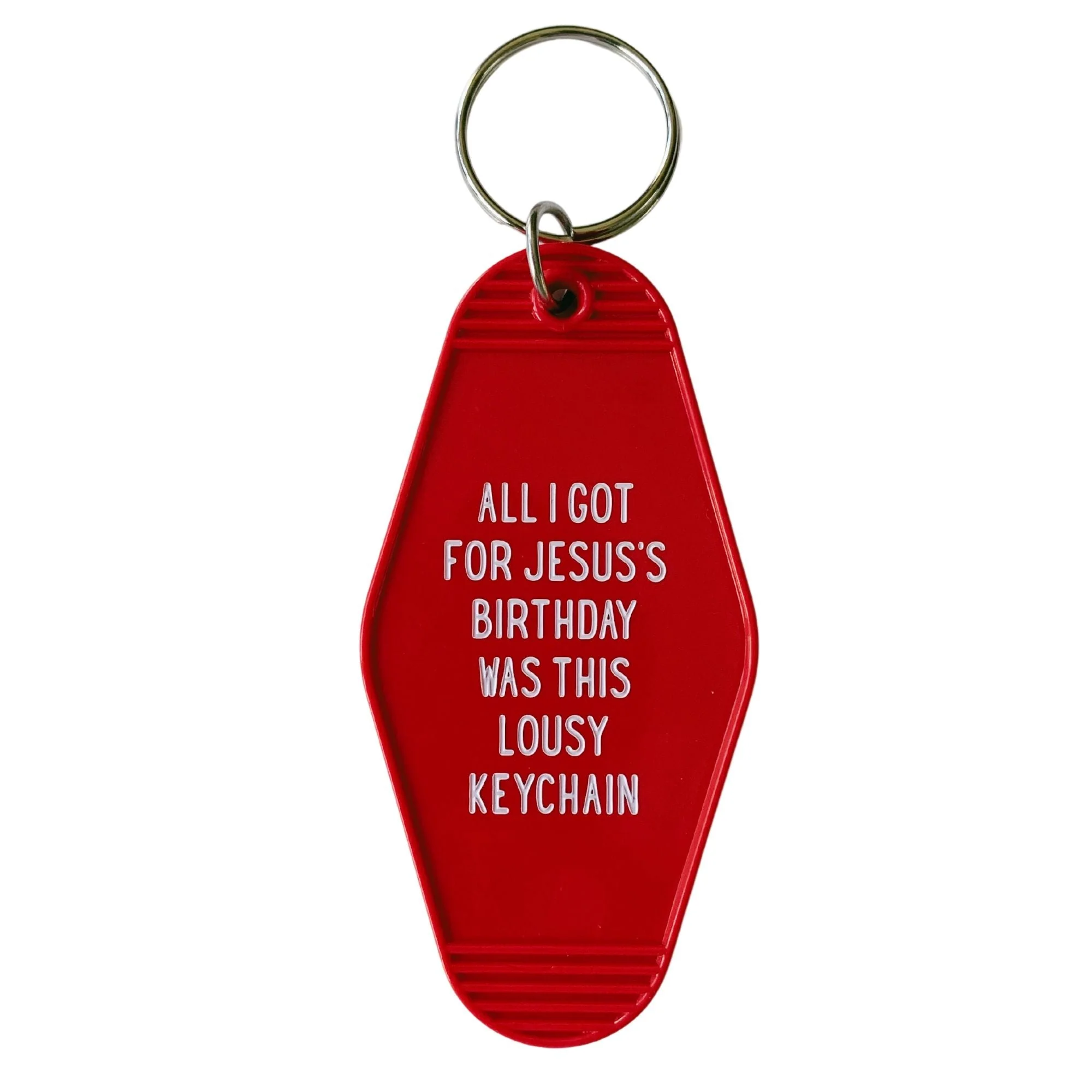 All I Got For Jesus's Birthday Christmas Motel Style Keychain in Red - Image 5